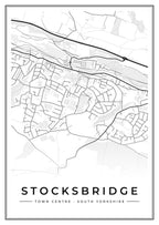 Street map poster of Stocksbridge town centre, South Yorkshire