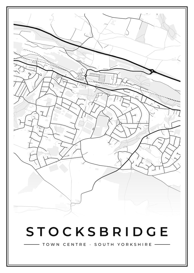 Stocksbridge Town Centre Street Map Poster