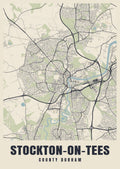 Street map poster of Stockton-on-Tees, County Durham