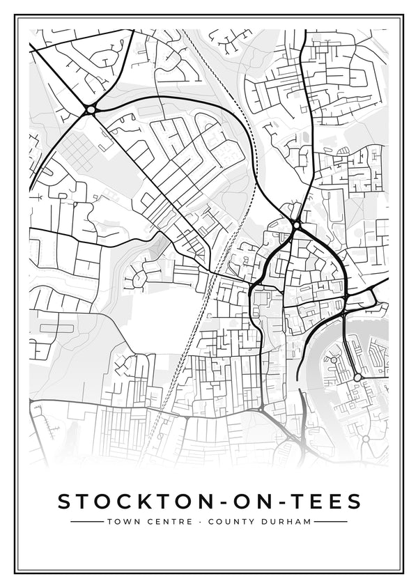 Stockton-on-Tees Town Centre Street Map Poster