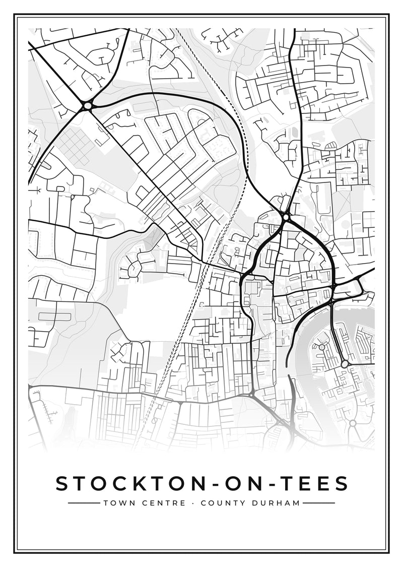 Stockton-on-Tees Town Centre Street Map Poster