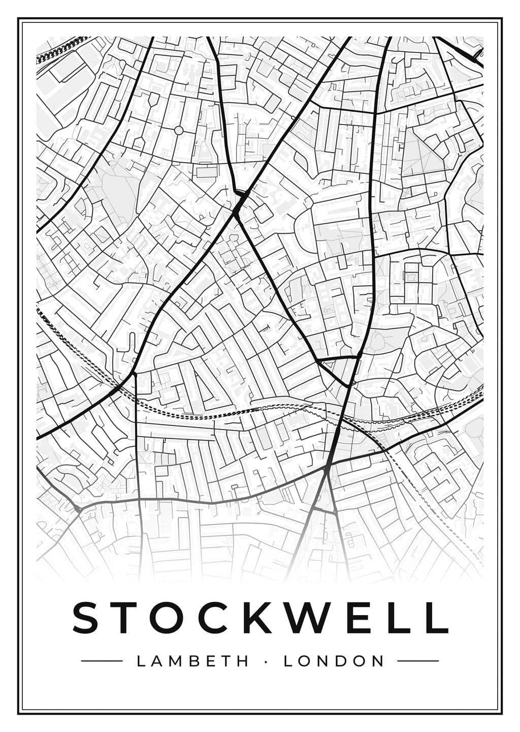 Street map poster of Stockwell, Lambeth, London