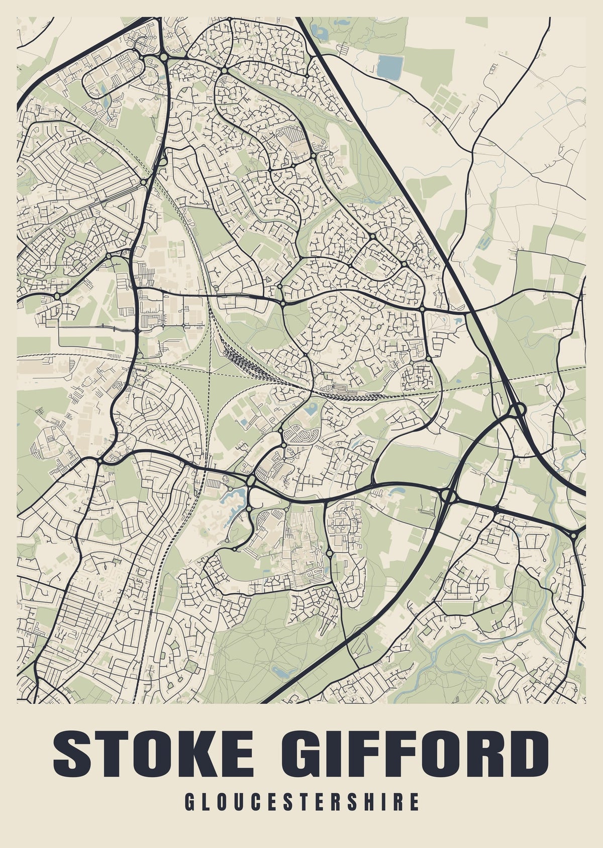 Street map poster of Stoke Gifford, Gloucestershire