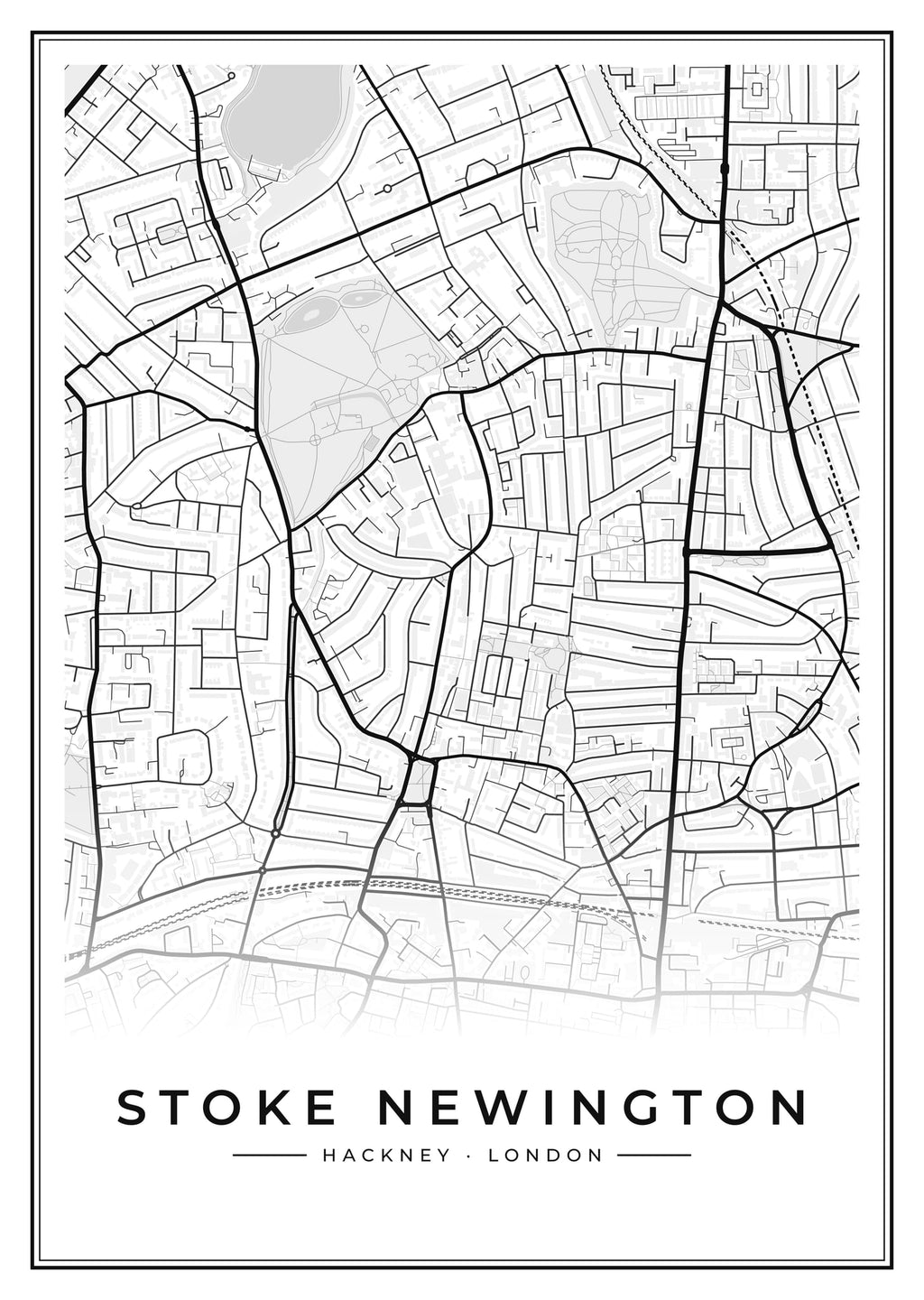 Street map poster of Stoke Newington, Hackney, London