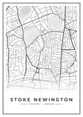 Street map poster of Stoke Newington, Hackney, London