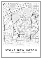 Street map poster of Stoke Newington, Hackney, London