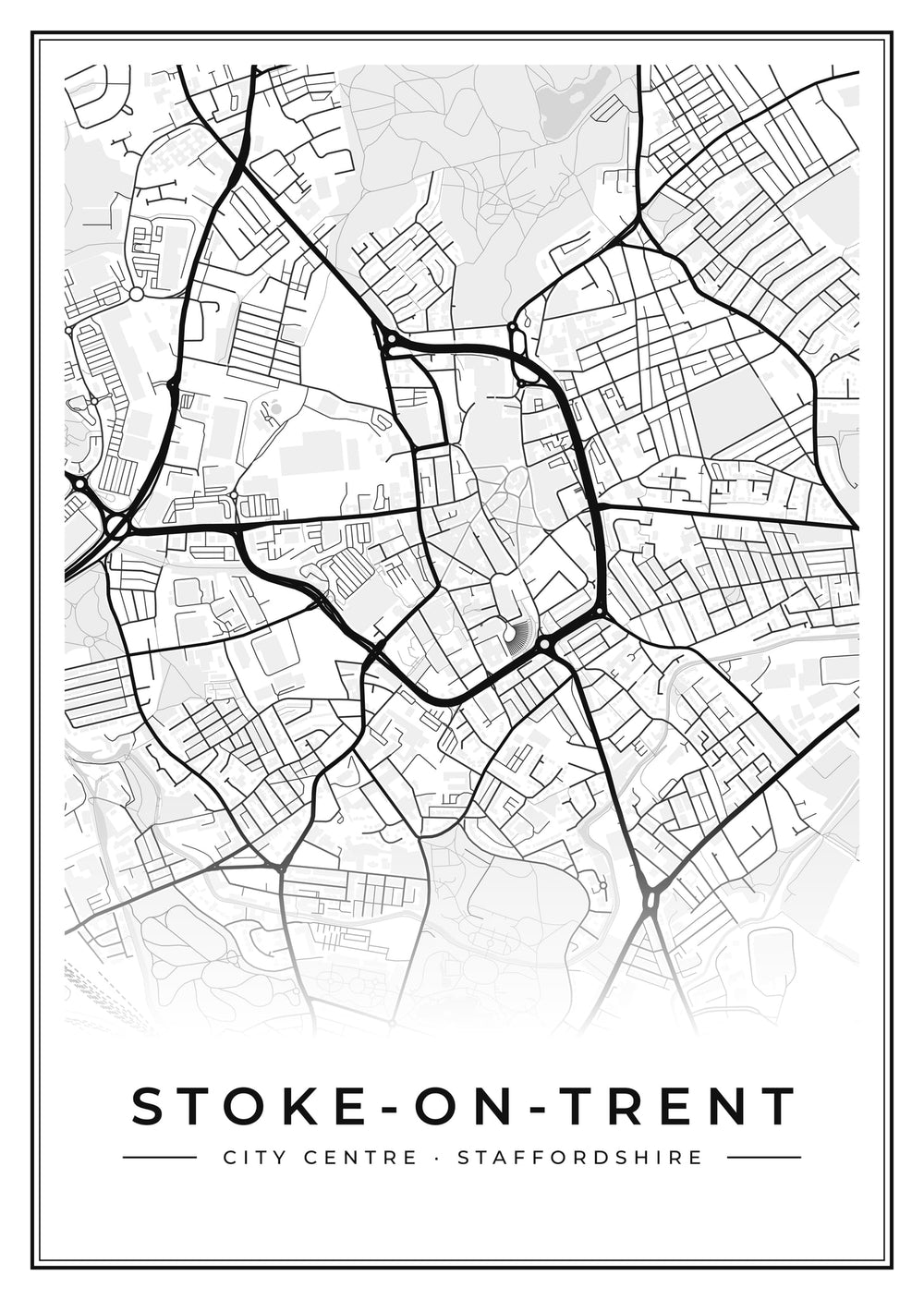 Stoke-on-Trent City Centre Street Map Poster