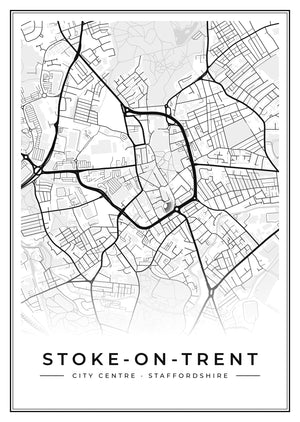 Stoke-on-Trent City Centre Street Map Poster