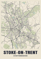 Street map poster of Stoke-on-Trent, Staffordshire