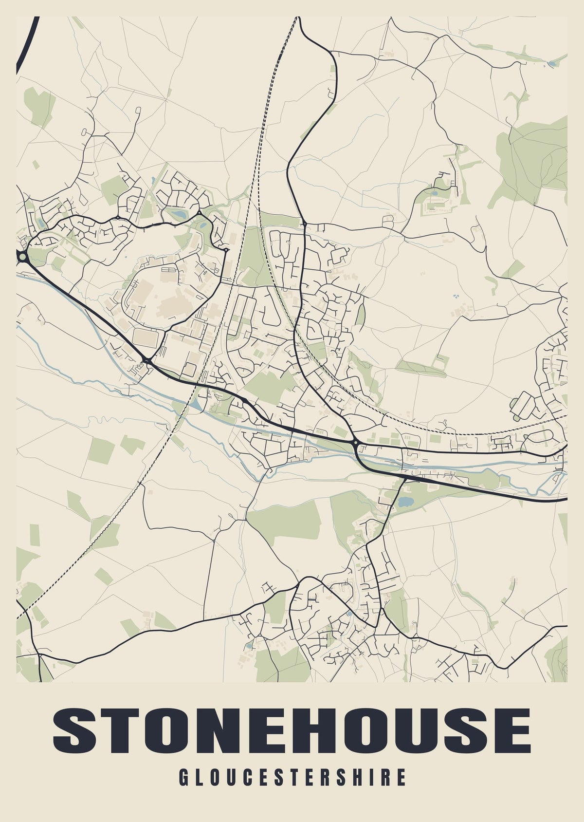 Street map poster of Stonehouse, Gloucestershire