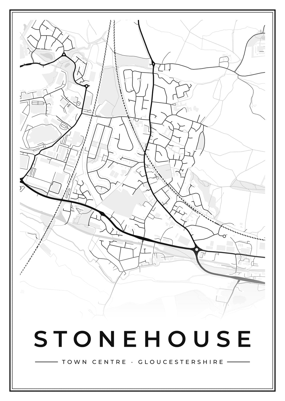 Stonehouse Town Centre Street Map Poster