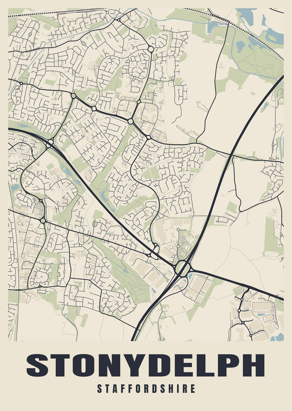 Stonydelph Street Map Poster