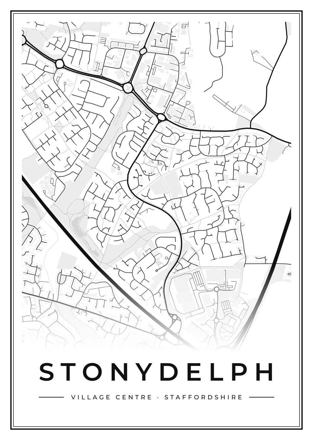 Stonydelph Village Centre Street Map Poster