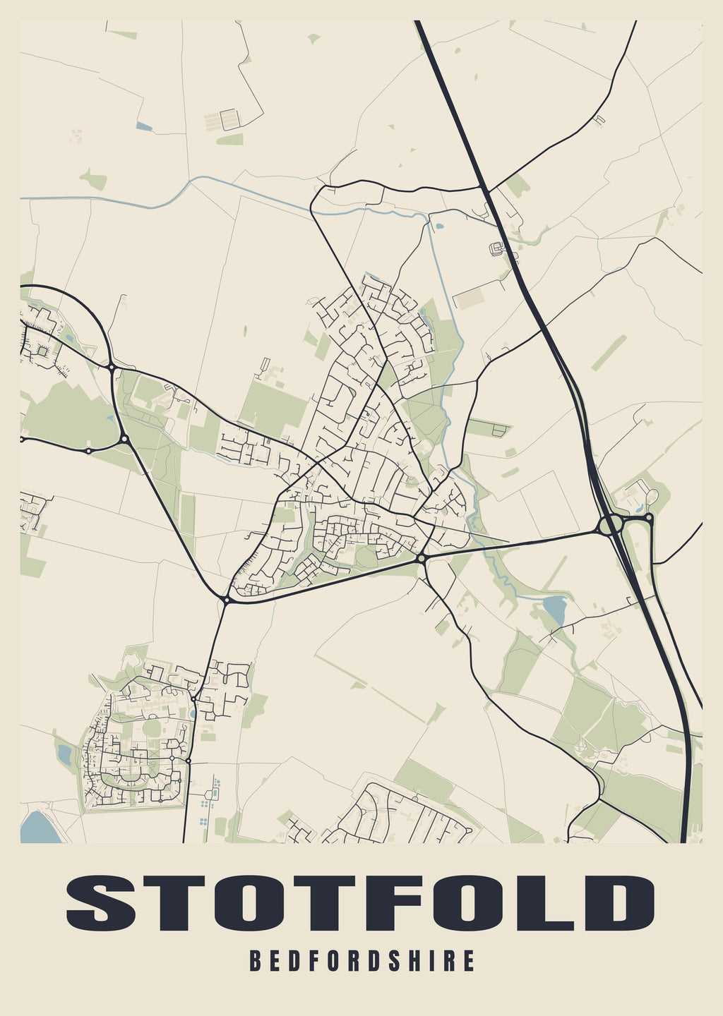 Street map poster of Stotfold, Bedfordshire