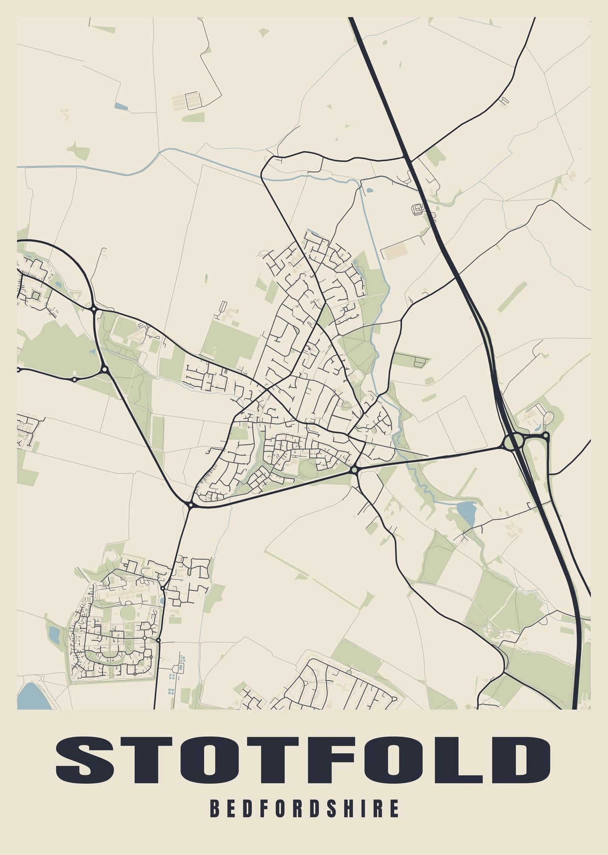 Street map poster of Stotfold, Bedfordshire