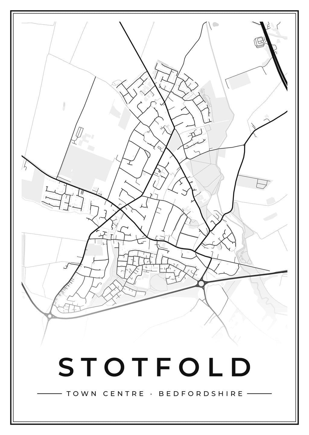 Street map poster of Stotfold town centre, Bedfordshire