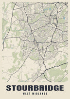 Street map poster of Stourbridge, West Midlands
