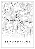 Street map poster of Stourbridge town centre, West Midlands