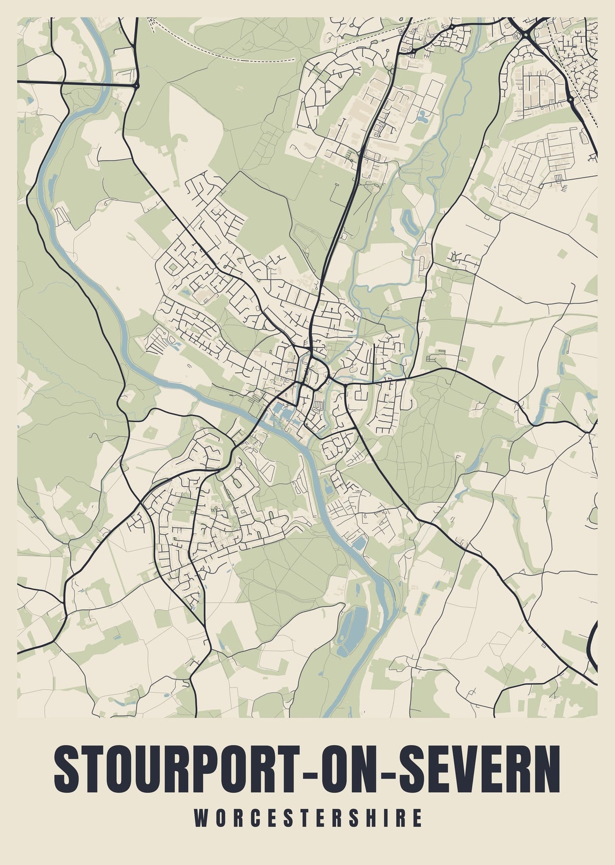 Street map poster of Stourport-on-Severn, Worcestershire