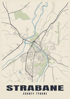 Street map poster of Strabane, County Tyrone