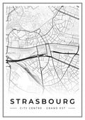 Street map poster of Strasbourg city centre, Grand Est
