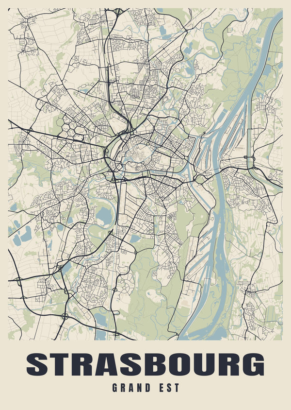 Strasbourg Street Map Poster