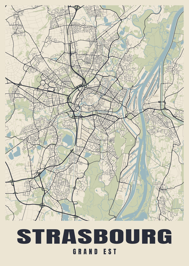 Strasbourg Street Map Poster