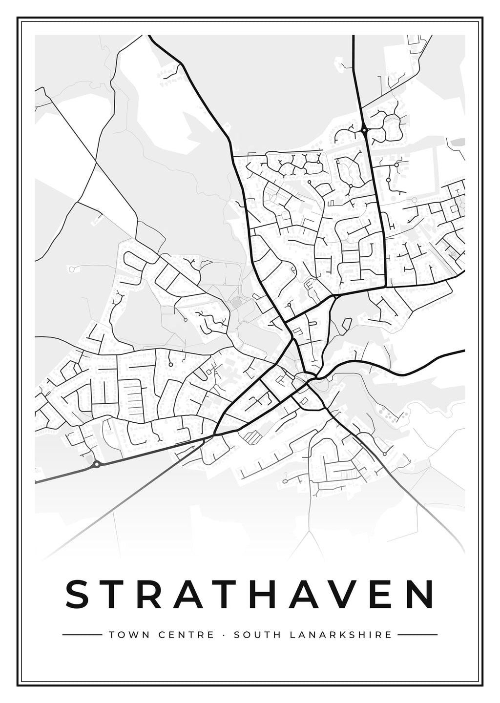 Street map poster of Strathaven town centre, South Lanarkshire