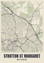 Street map poster of Stratton St Margaret, Wiltshire