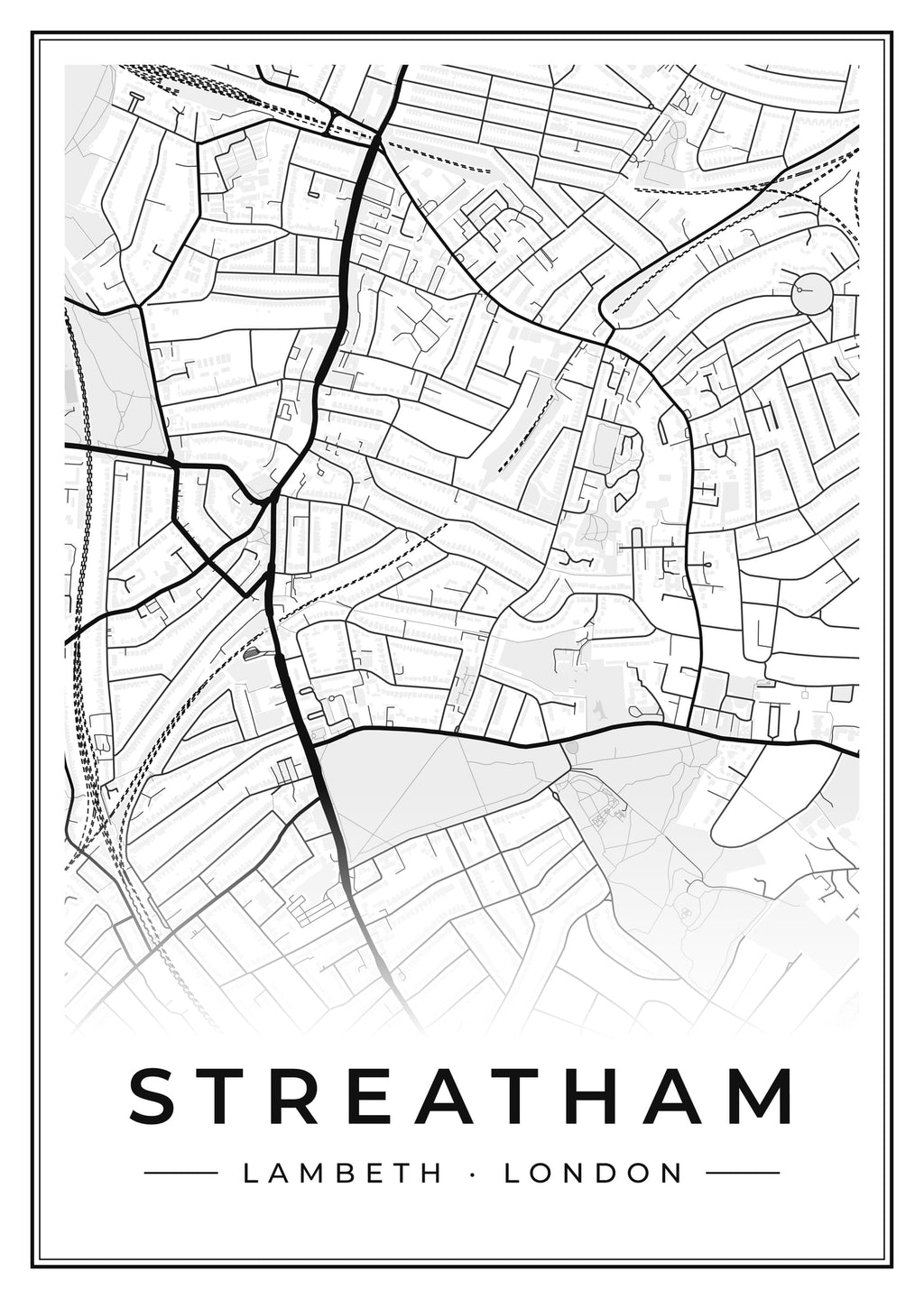 Street map poster of Streatham, Lambeth, London