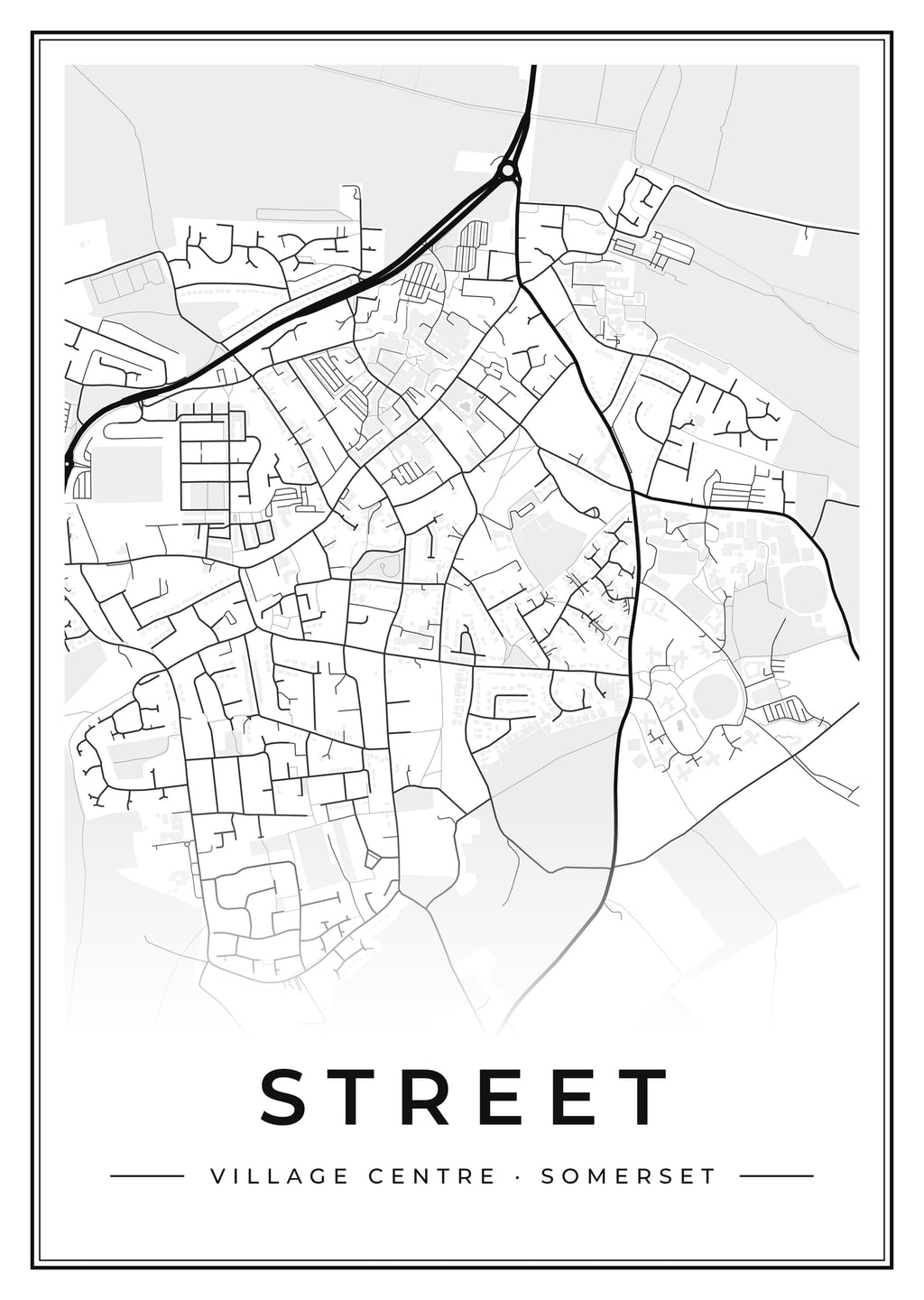 Street map poster of Street village centre, Somerset