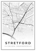 Street map poster of Stretford town centre, Greater Manchester