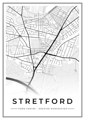 Stretford Town Centre Street Map Poster