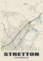 Street map poster of Stretton, Staffordshire