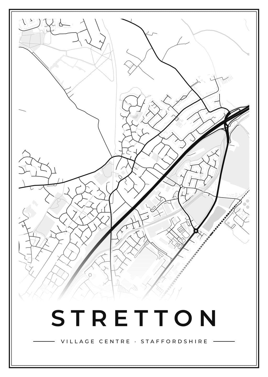 Street map poster of Stretton village centre, Staffordshire