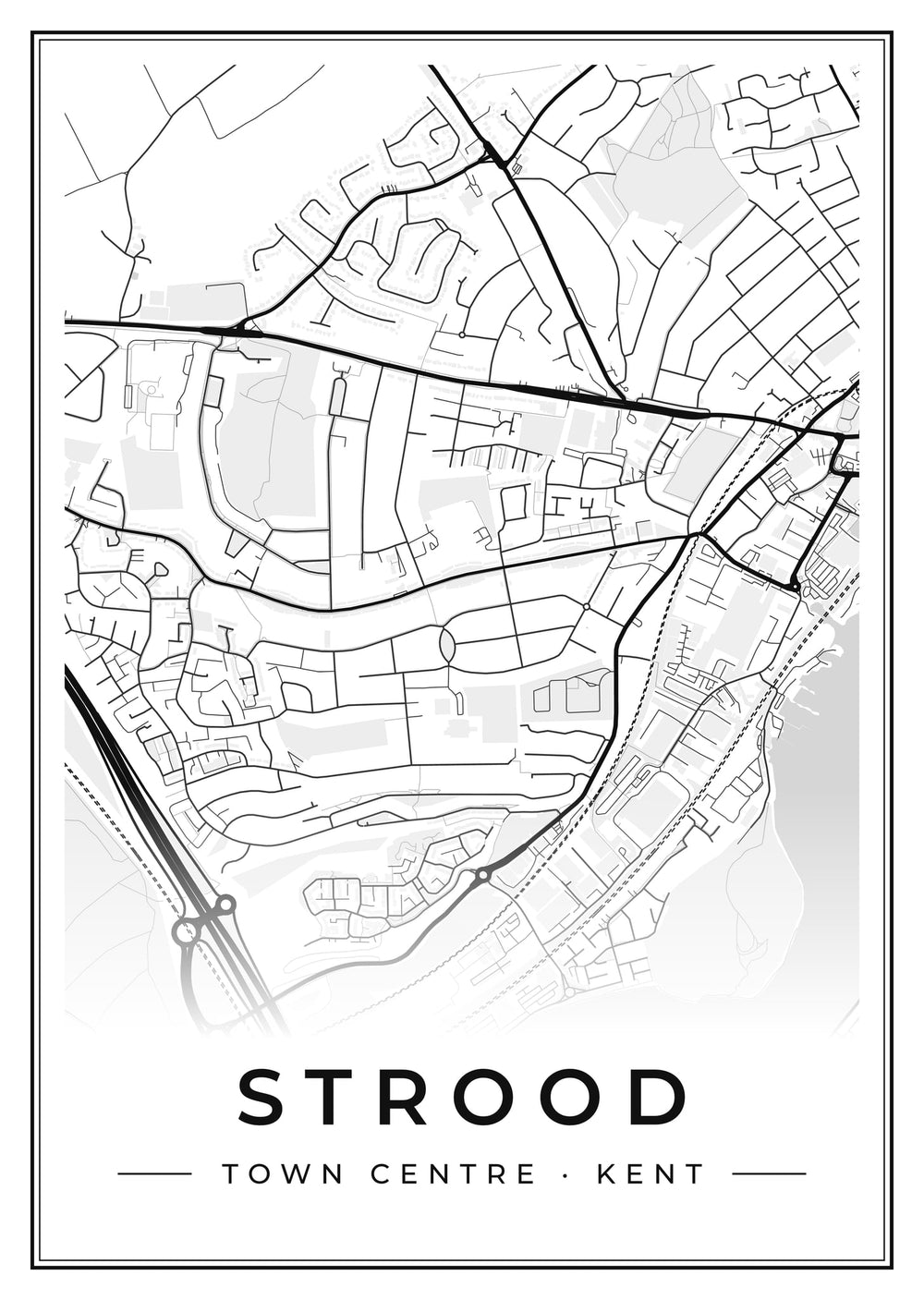 Strood Town Centre Street Map Poster