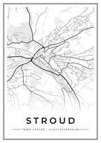Street map poster of Stroud town centre, Gloucestershire