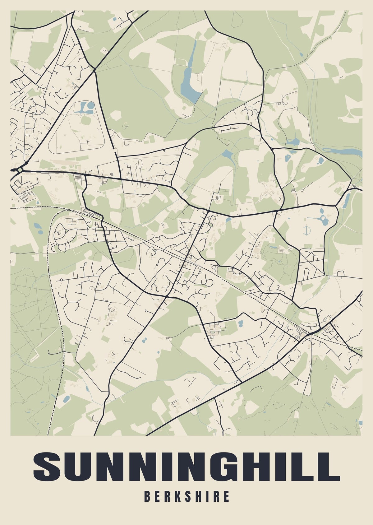 Street map poster of Sunninghill, Berkshire