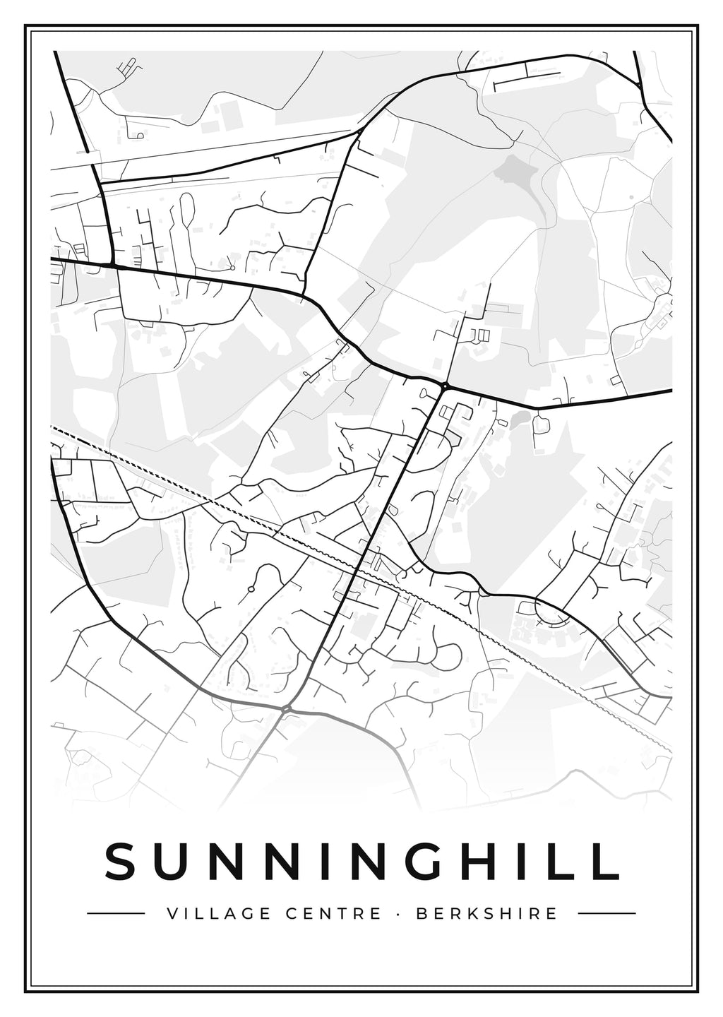 Street map poster of Sunninghill village centre, Berkshire