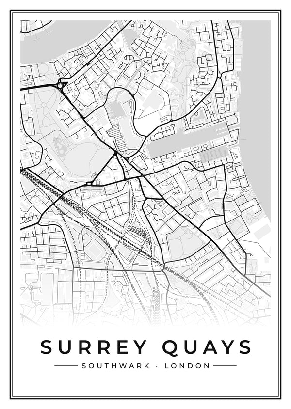Surrey Quays Street Map Poster