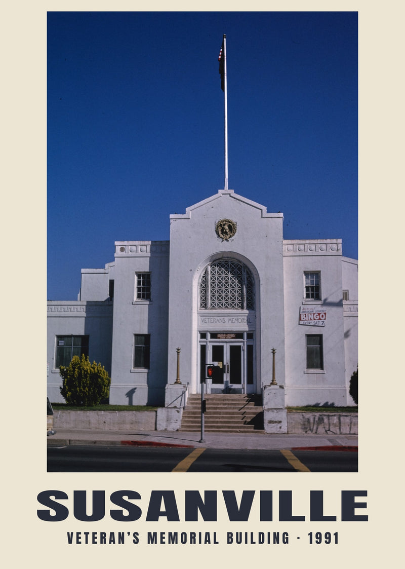 Budynek pamięci weteranów, Susanville, California — 1991 · Wydruk historycznej fotografii