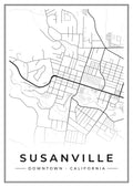 Street map poster of downtown Susanville, California