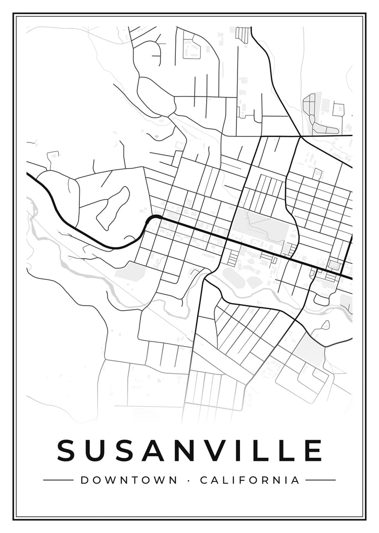 Susanville Downtown Street Map Poster