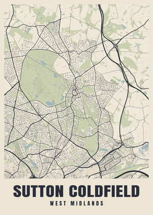 Sutton Coldfield Street Map Poster