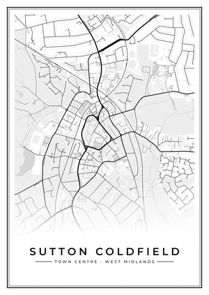 Sutton Coldfield Town Centre Street Map Poster