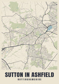 Street map poster of Sutton in Ashfield, Nottinghamshire