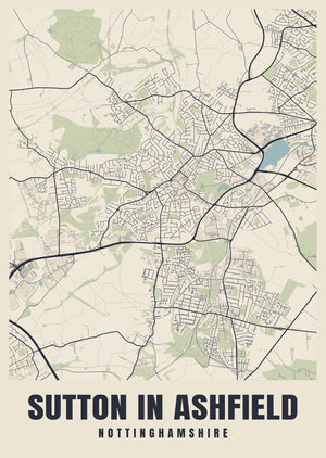 Sutton in Ashfield Street Map Poster