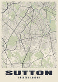 Street map poster of Sutton, Greater London