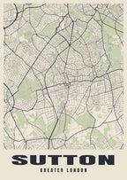 Street map poster of Sutton, Greater London