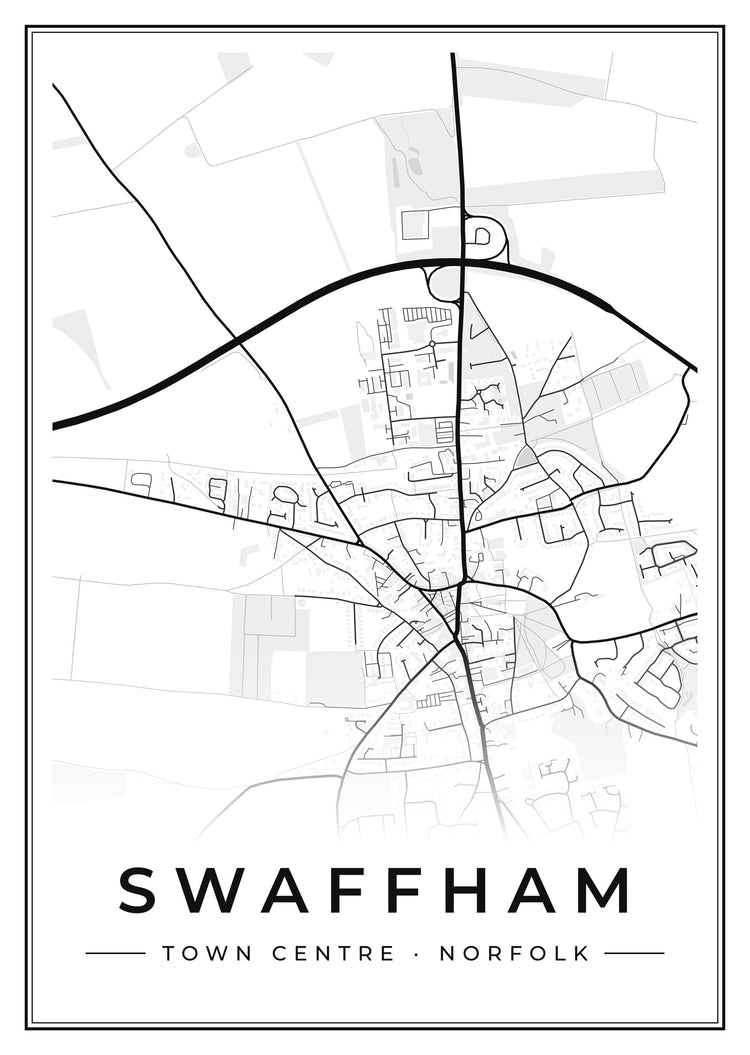Swaffham Town Centre Street Map Poster